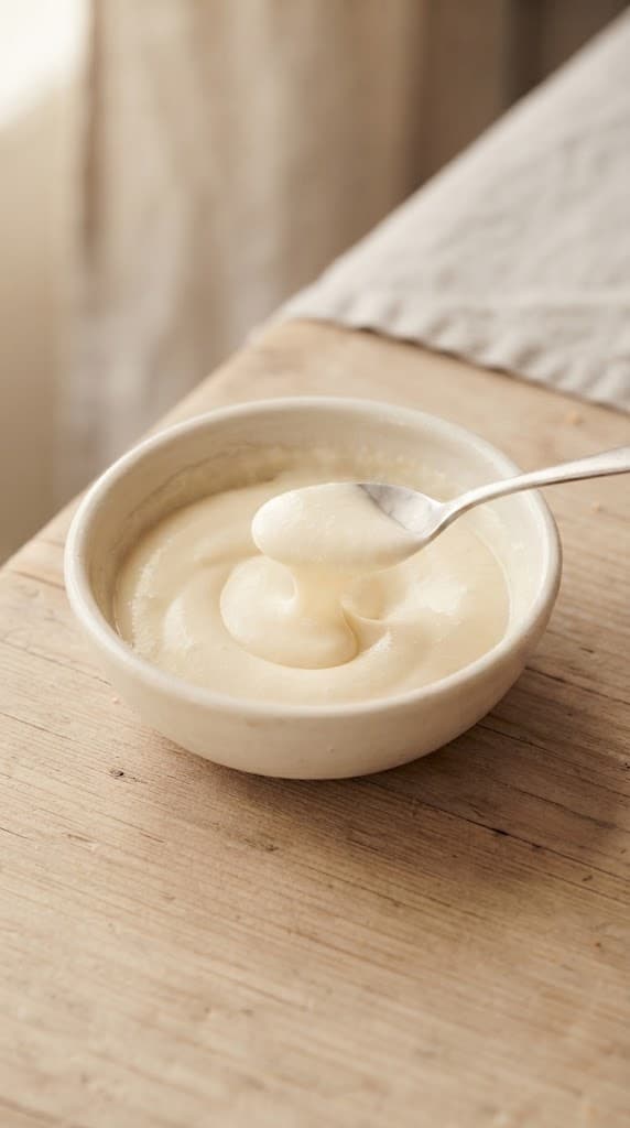 Smooth baked cheesecake filling after egg yolk, Greek yogurt, vanilla, and salt have been stirred into the cream cheese mixture