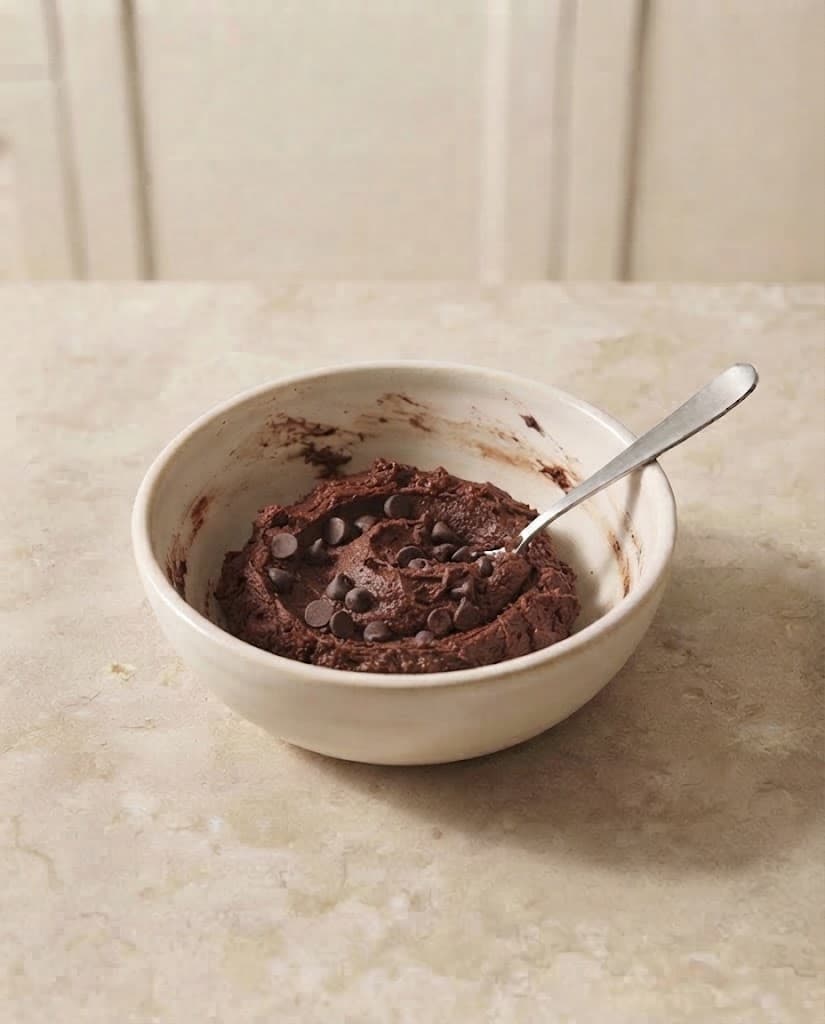 Chocolate cookie dough with chocolate pieces folded evenly throughout