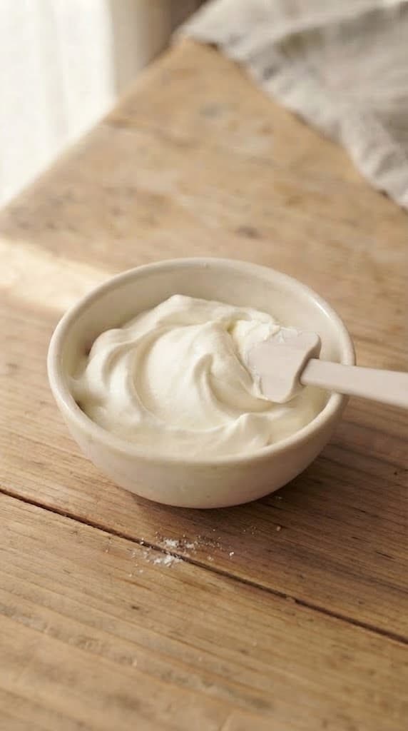 Light creamy no-bake cheesecake filling after whipped cream has been folded into the cream cheese mixture