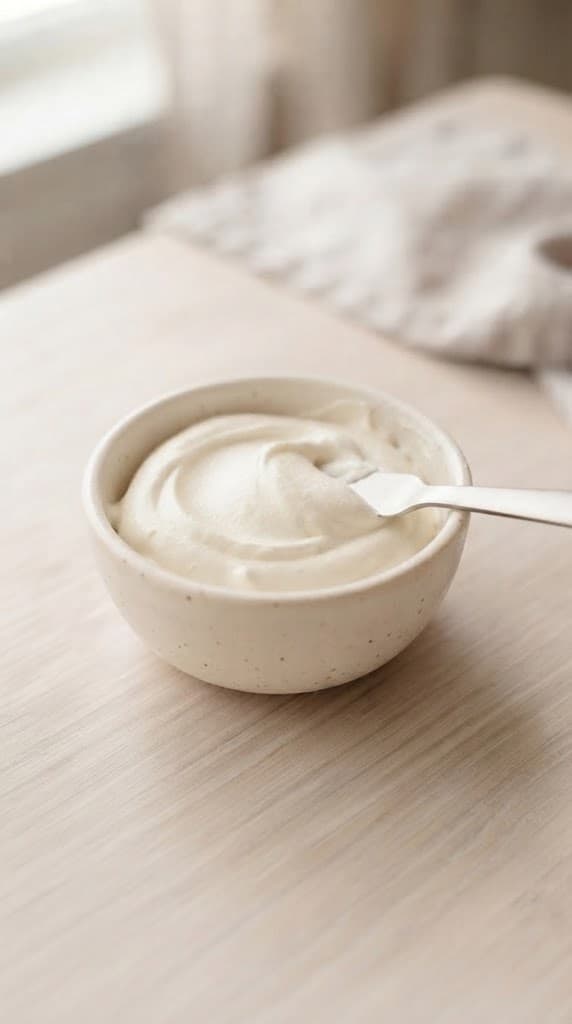 Smooth airy cheesecake-style filling after softly whipped cream has been folded into the cream cheese mixture